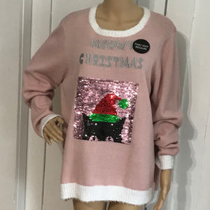 Ugly Christmas Sweater Cat Sequins Meowy Christmas NWT Ugly Christmas Sweater Cat Sequins Meowy Christmas NWT